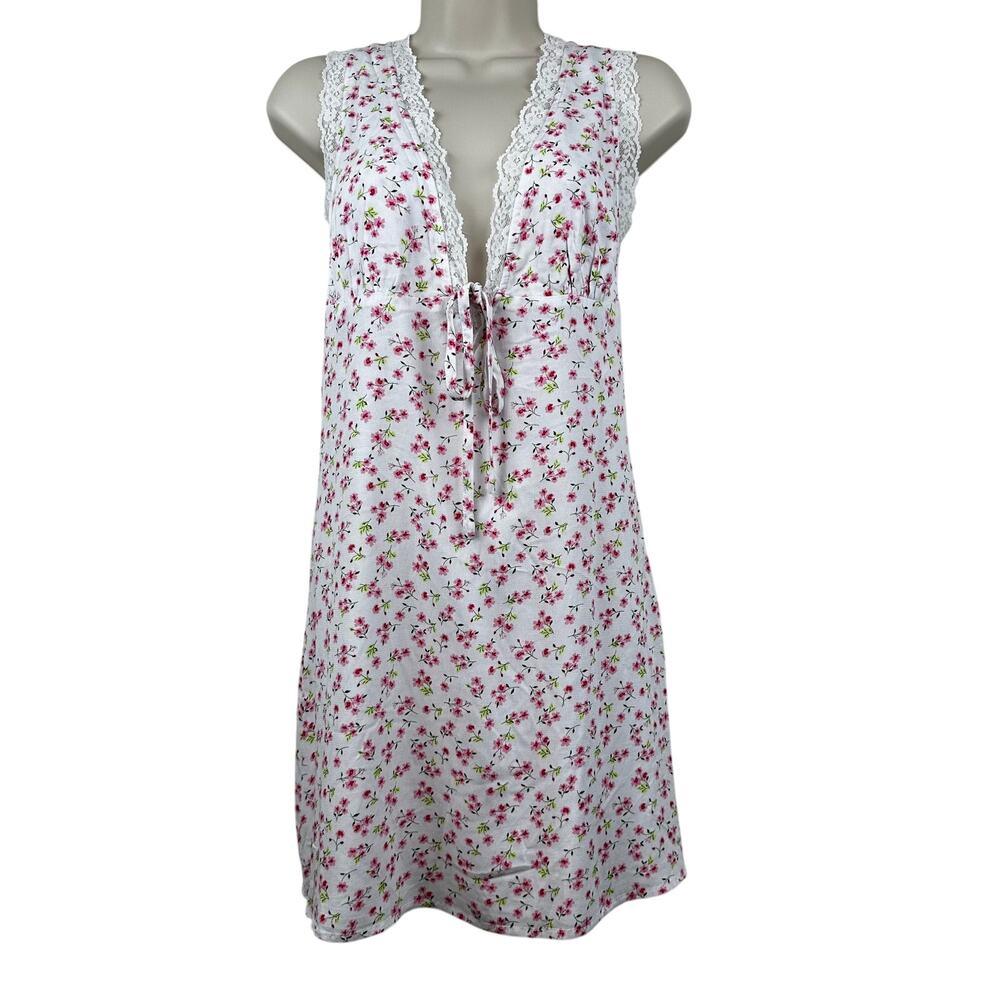 NEW Sky to Moon Dress Baby Doll Floral Lace White Pink M Fairy Prairie Cottage